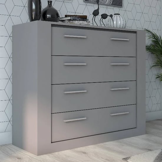Photo of Ionia wooden chest of 4 drawers in matt grey