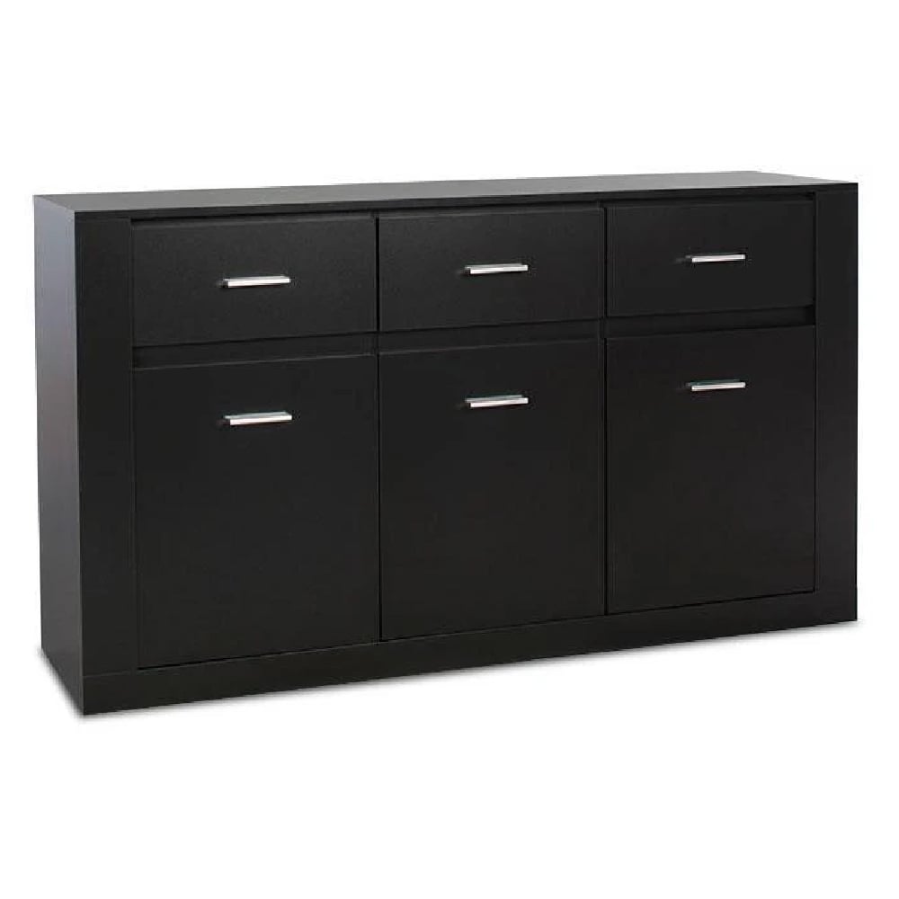 ionia wooden sideboard with 3 doors 3 drawers in matt black