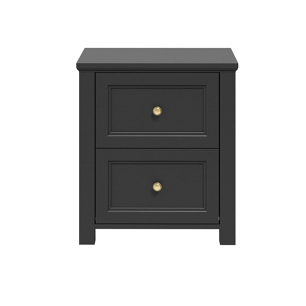 iowa wooden bedside cabinet with 2 drawers in black