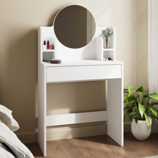 Product photograph of Iowa Wooden Dressing Table With 1 Drawer In White from Furniture in Fashion