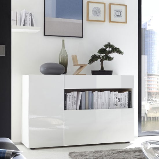 Product photograph of Iris Wooden Sideboard In White High Gloss from Furniture in Fashion