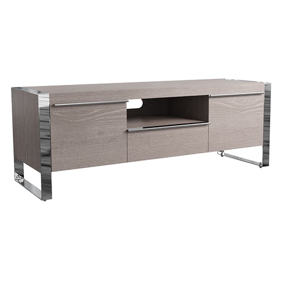 Photo of Irvane wooden 3 drawers tv stand in grey oak
