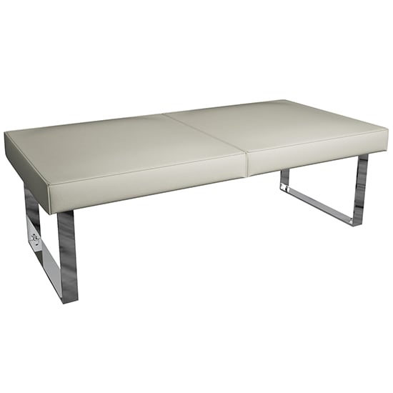 Product photograph of Irvane Faux Leather 140cm Dining Bench In Taupe from Furniture in Fashion