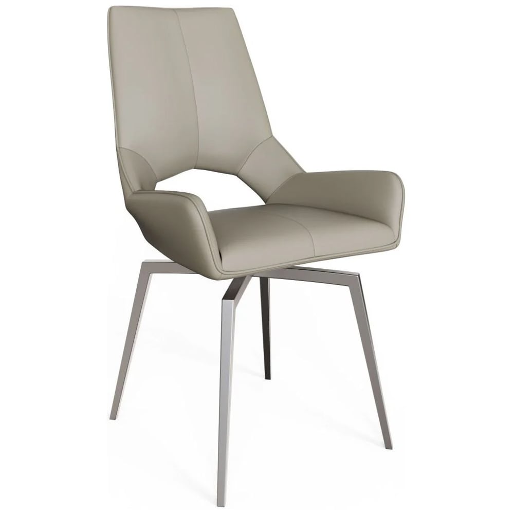 Product photograph of Irvane Pu Learther Swivel Dining Chair In Taupe from Furniture in Fashion