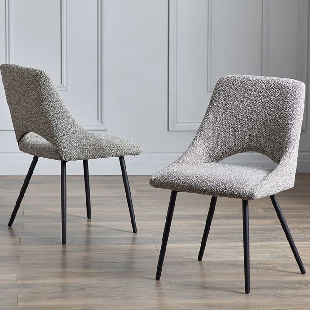 Product photograph of Irwin Grey Fabric Dining Chairs With Black Legs In Pair from Furniture in Fashion