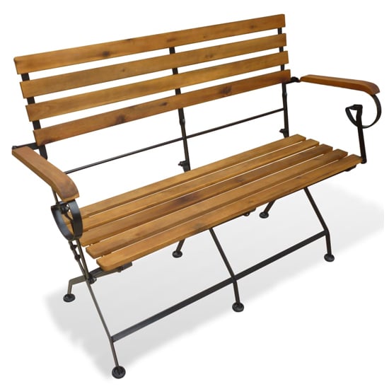 Photo of Ishya wooden folding garden seating bench in brown