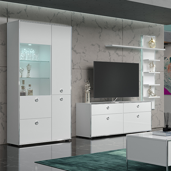 Read more about Isna high gloss living room furniture set 1 in white with led