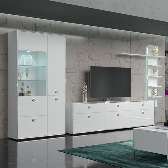 Read more about Isna high gloss living room furniture set 2 in white with led