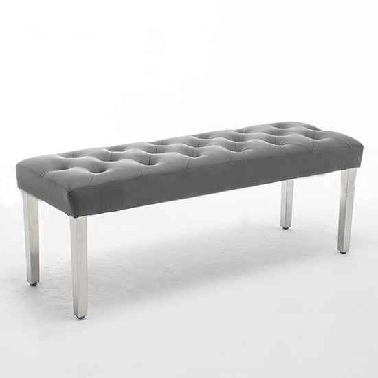 Product photograph of Ithana Faux Leather Dining Bench In Grey from Furniture in Fashion