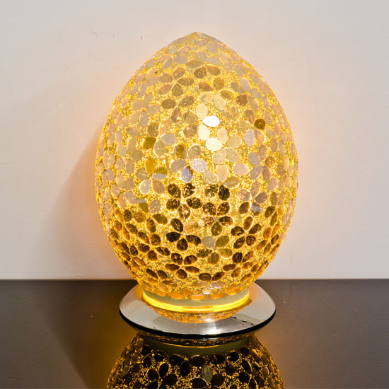 Read more about Izar medium gold flower egg design mosaic glass table lamp