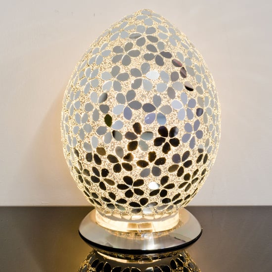 Read more about Izar medium mirrored flower design mosaic glass egg table lamp