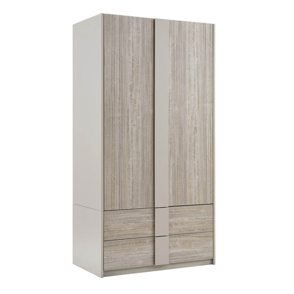 jaffrey high gloss wardrobe with 2 doors 2 drawers in grey