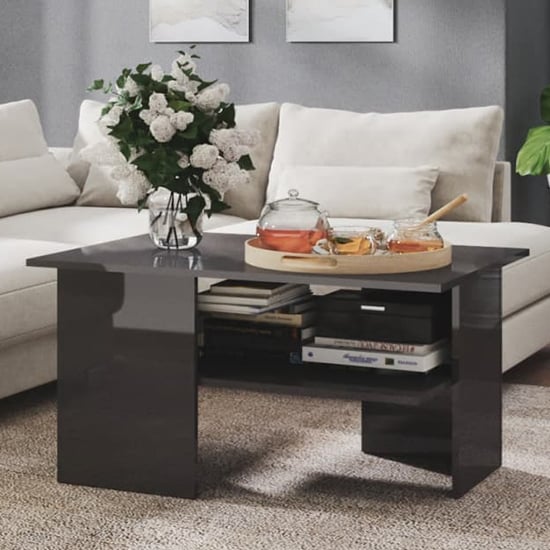Product photograph of Jalie High Gloss Coffee Table With Undershelf In Grey from Furniture in Fashion