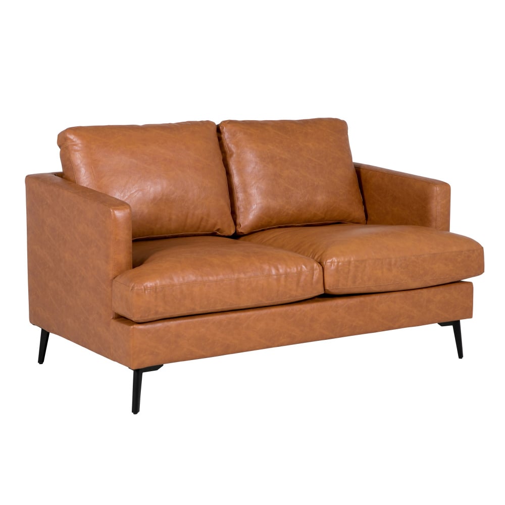 jamaica leather 2 seater sofa with black legs in tan