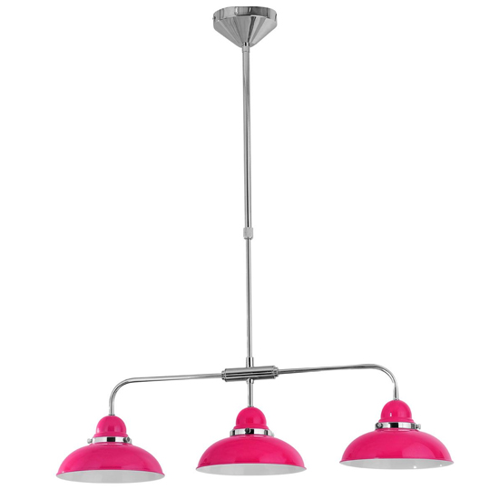 Photo of Jaspro 3 steel shades pendant light in pink and chrome