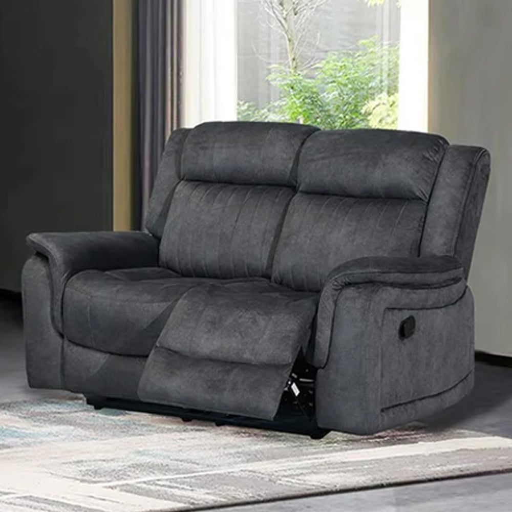 Read more about Jeddah plush velvet recliner 2 seater sofa in dark grey