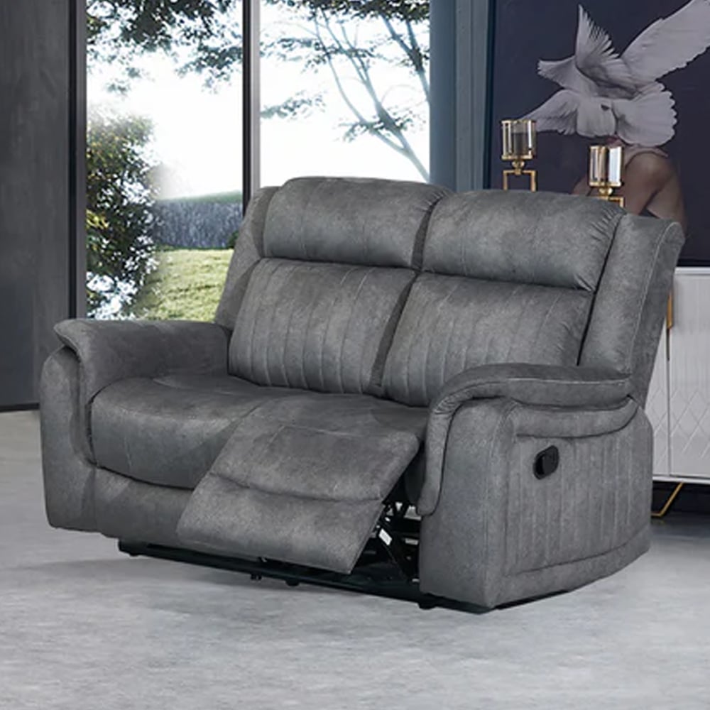 Read more about Jeddah plush velvet recliner 2 seater sofa in light grey