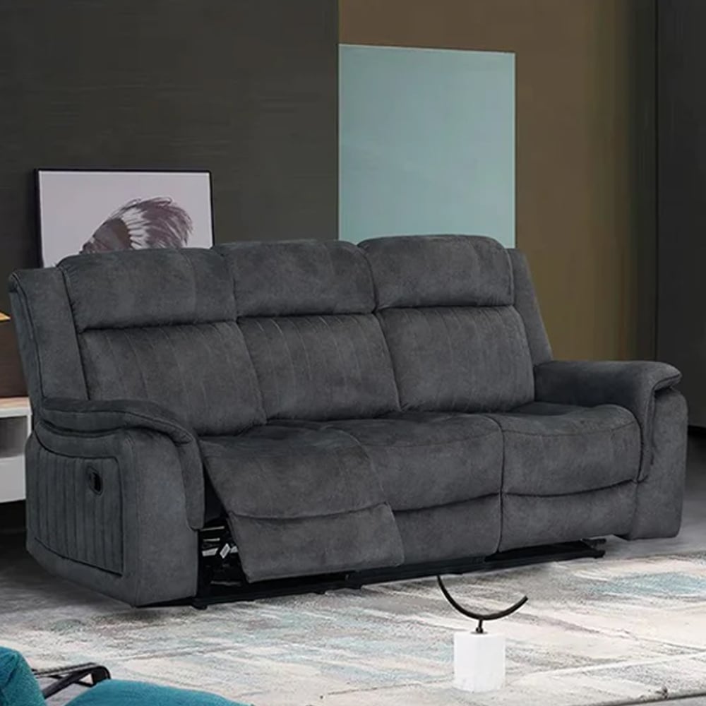 Read more about Jeddah plush velvet recliner 3 seater sofa in dark grey