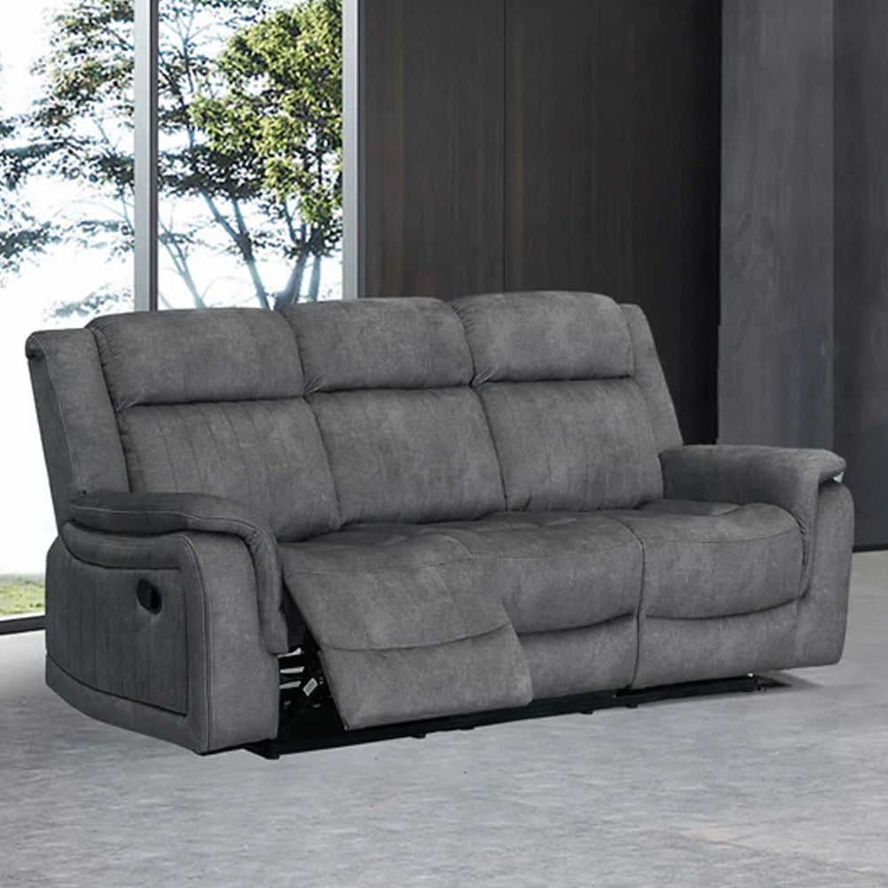 Read more about Jeddah plush velvet recliner 3 seater sofa in light grey