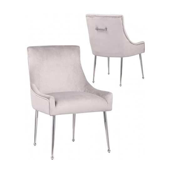 Jersey Light Grey Velvet Dining Chairs In Pair Furniture in Fashion