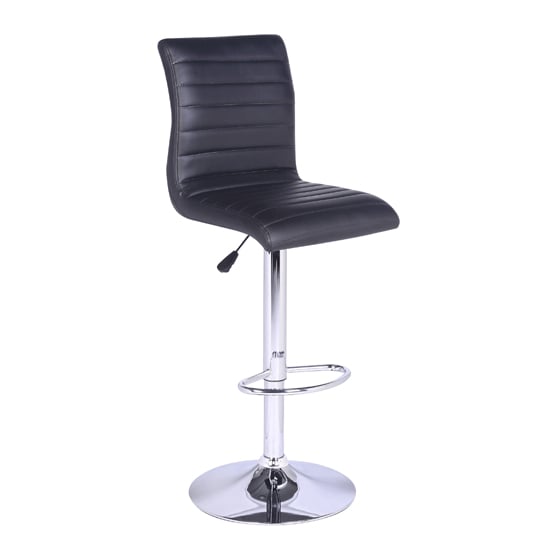 Jet Glass Bar Table With 4 Black Leather Ripple Stools | Furniture in ...