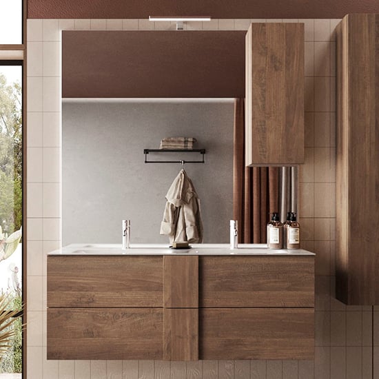 Read more about Jining 120cm wooden wall bathroom furniture set in mercury