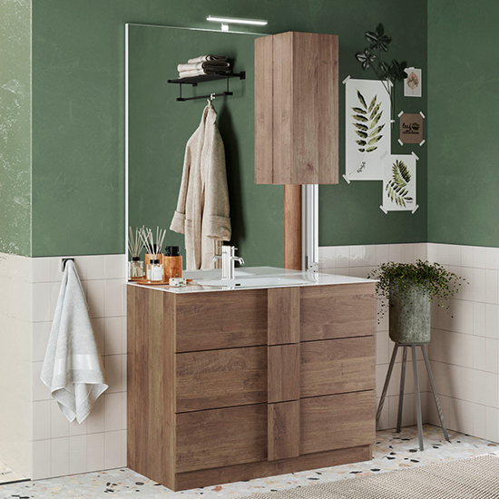 Read more about Jining 80cm wooden floor bathroom furniture set in mercury