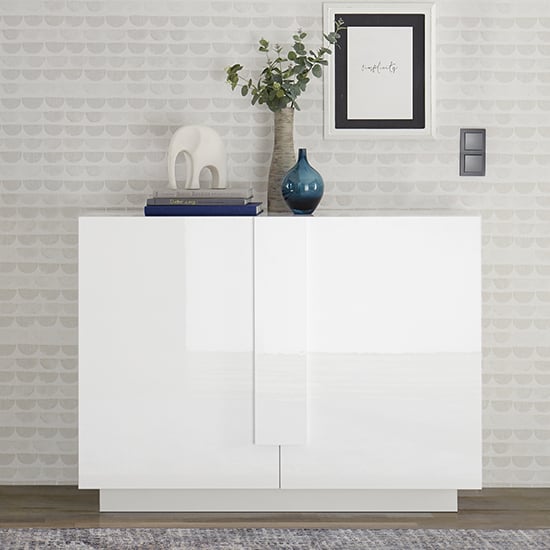 Product photograph of Jining High Gloss Sideboard With 2 Doors In White from Furniture in Fashion