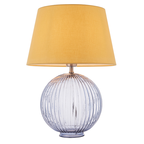 Read more about Jixi yellow cotton shade table lamp with grey ribbed base