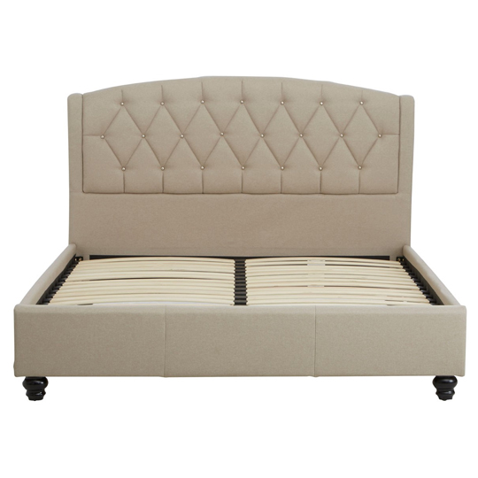 Josephine Fabric Double Bed In Mink Beige | FiF