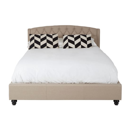 Josephine Wooden King Size Bed In Beige | Furniture in Fashion