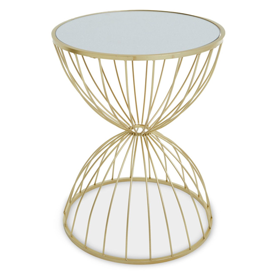 Photo of Julie round white glass top side table with gold metal frame