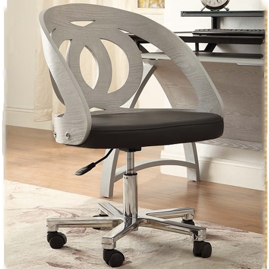 Photo of Juoly office chair in black faux leather and grey ash