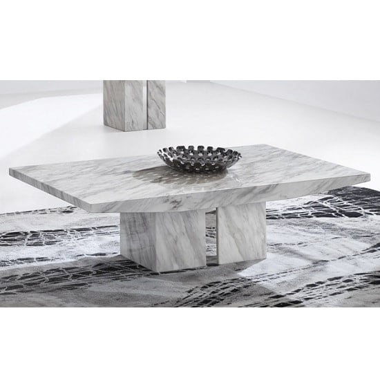 Jupiter Marble Coffee Table Rectangular In White Carrera