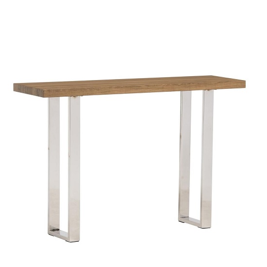 Justin Console Table In Rustic Oak And Stainless Steel Frame ...