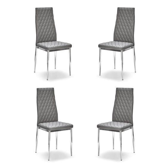 Read more about Kacia set of 4 faux leather dining chairs in grey