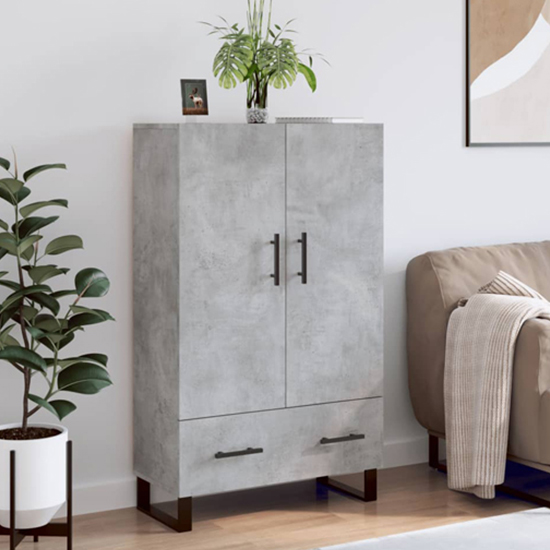 Product photograph of Kacia Wooden Highboard With 2 Doors 1 Drawers In Concrete Effect from Furniture in Fashion