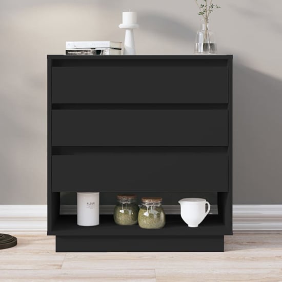 Product photograph of Kaelin Wooden Chest Of 3 Drawers In Black from Furniture in Fashion