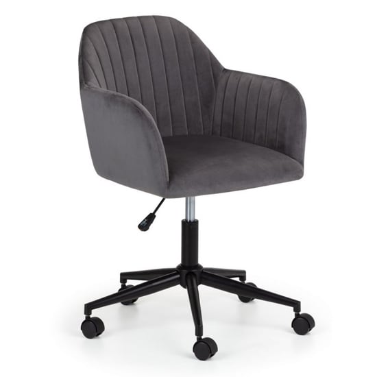 Product photograph of Kacella Velvet Swivel Home And Office Chair In Grey from Furniture in Fashion