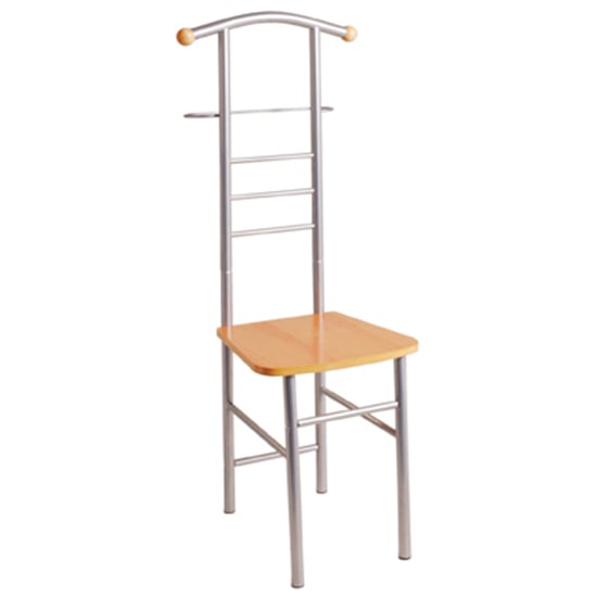 Product photograph of Kaibito Metal Valet Stand In Aluminium With Beech Seat from Furniture in Fashion