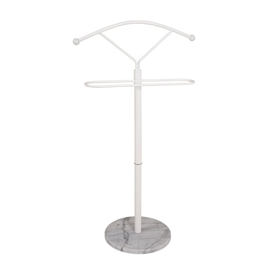 Product photograph of Kaibito Metal Valet Stand In White With Marble Base from Furniture in Fashion