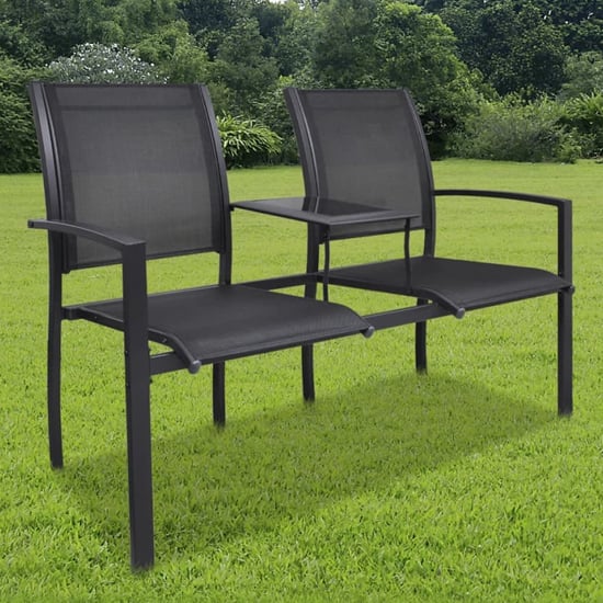 Read more about Kaina steel 2 seater garden seating bench in black