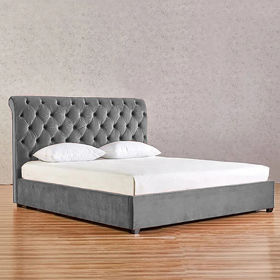 Read more about Kalispell plush velvet small double bed in grey