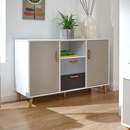 Read more about Dorridge wooden sideboard in white with two doors and drawers