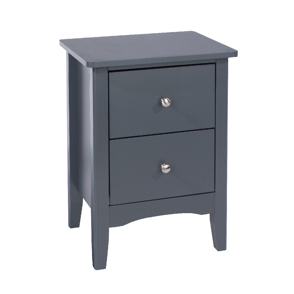 kamuy wooden tall bedside cabinet with 2 drawers in midnight blue