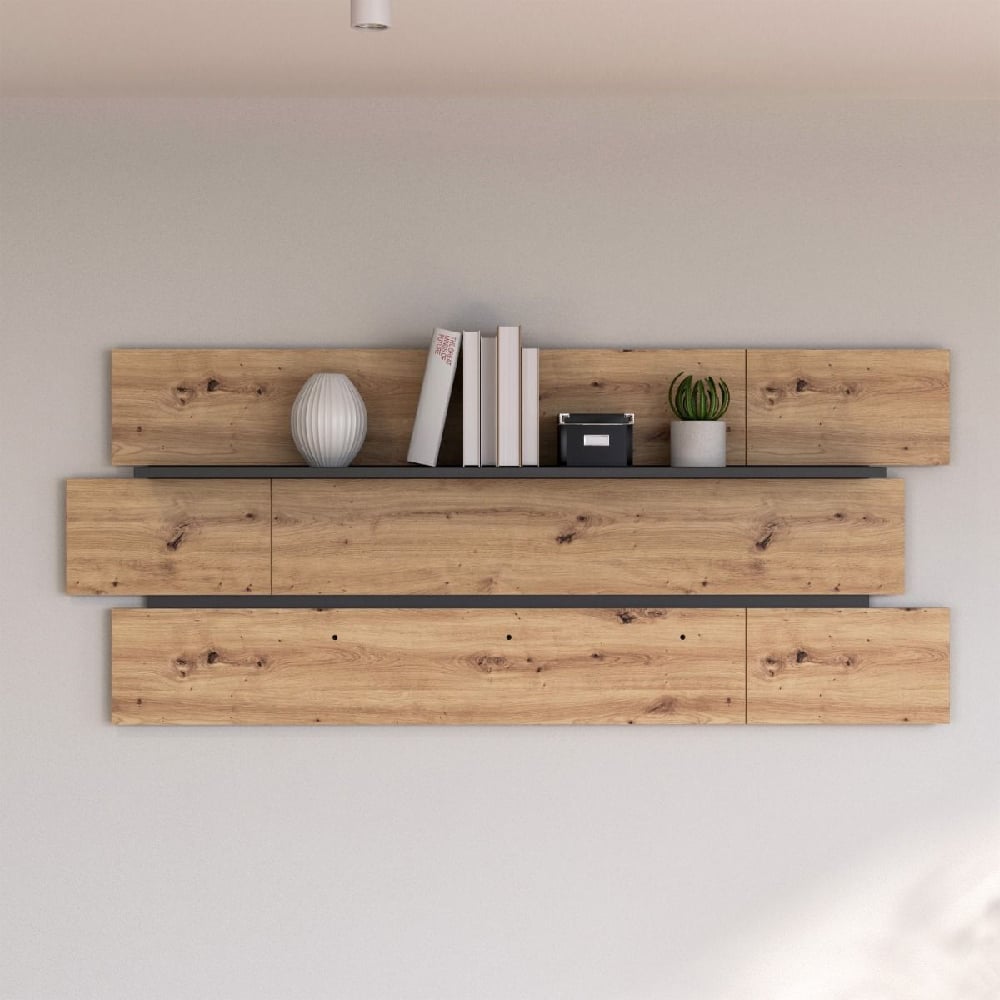 Product photograph of Kanata Wooden Rectangular Wall Shelf In Artisan Oak from Furniture in Fashion