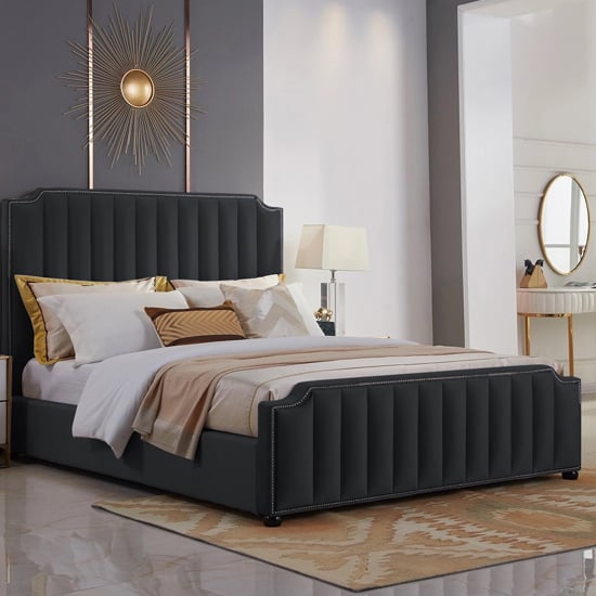 View Kapolei plush velvet king size bed in black
