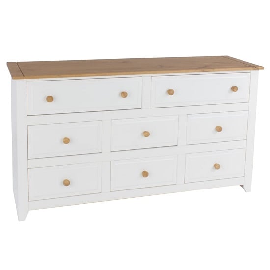 Product photograph of Knowle Wide Chest Of Drawers In White And Antique Wax from Furniture in Fashion