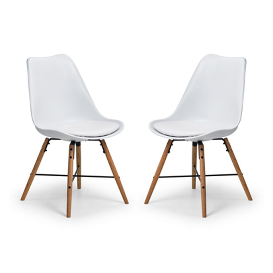 Photo of Kaili dining chair with white seat and oak legs in pair