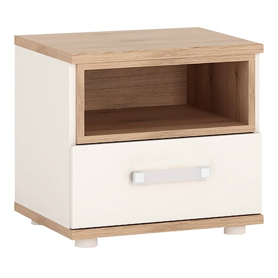 Photo of Kast wooden bedside cabinet in white high gloss and oak